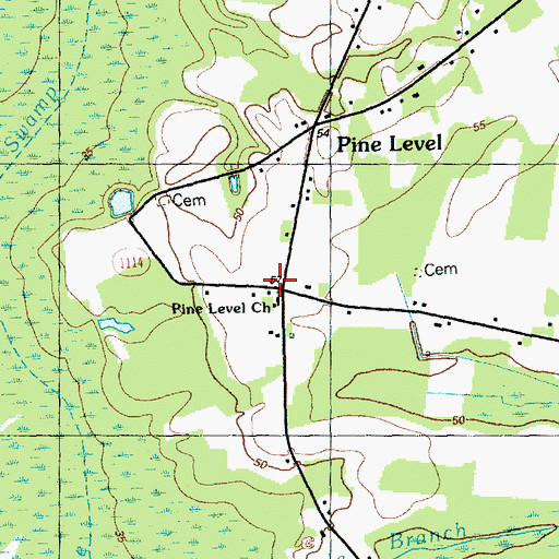 Topographic Map of Pine Level Church, NC