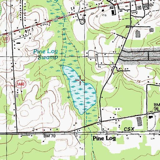 Topographic Map of Pine Log Swamp, NC