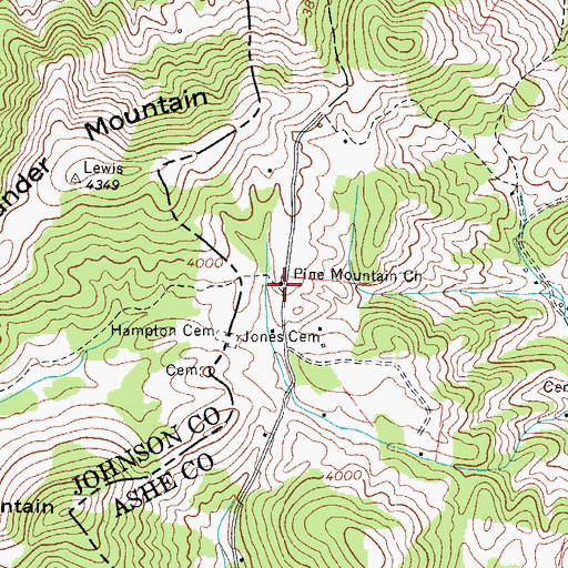 Topographic Map of Pine Mountain Church, NC
