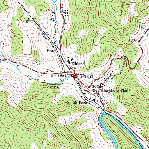 Topographic Map of Pine Orchard Creek, NC