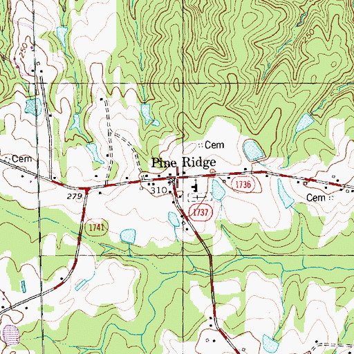 Topographic Map of Pine Ridge, NC