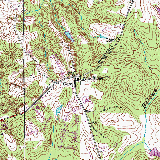 Topographic Map of Pine Ridge Church, NC