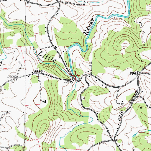 Topographic Map of Pine Swamp Creek, NC