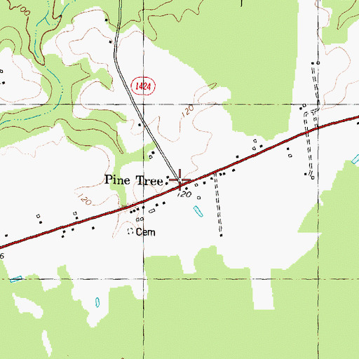 Topographic Map of Pine Tree, NC