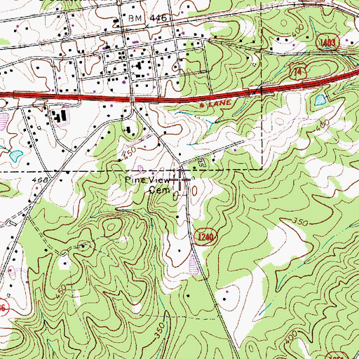 Topographic Map of Pine View Cemetery, NC