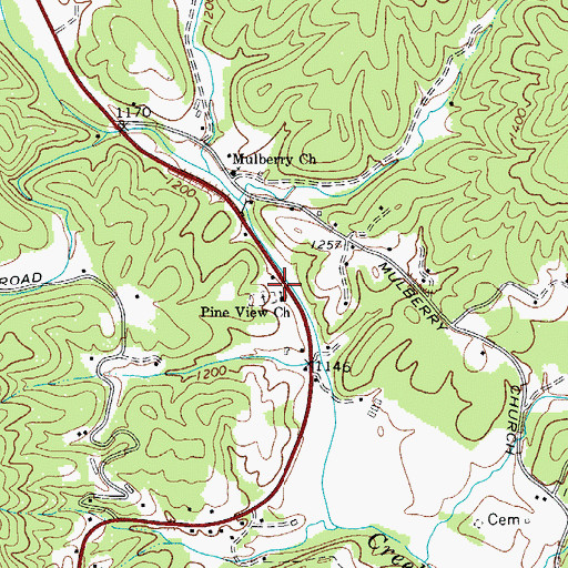 Topographic Map of Pine View Church, NC
