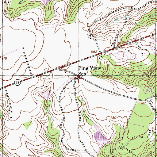 Topographic Map of Pine View School, NC