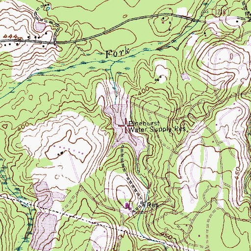 Topographic Map of Pinehurst Water Supply Reservoir, NC