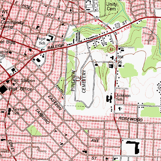 Topographic Map of Pineview Cemetery, NC