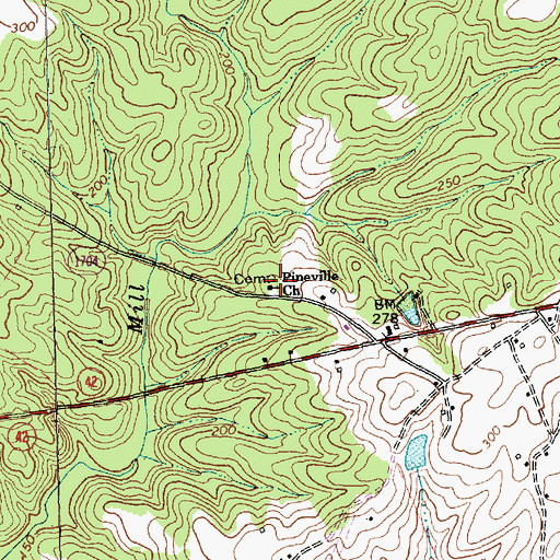 Topographic Map of Pineville Church, NC