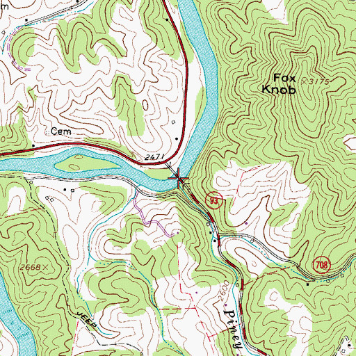 Topographic Map of Piney Creek, NC