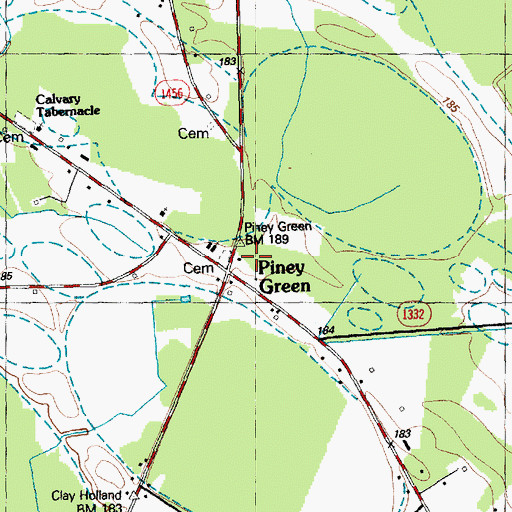 Topographic Map of Piney Green Church, NC