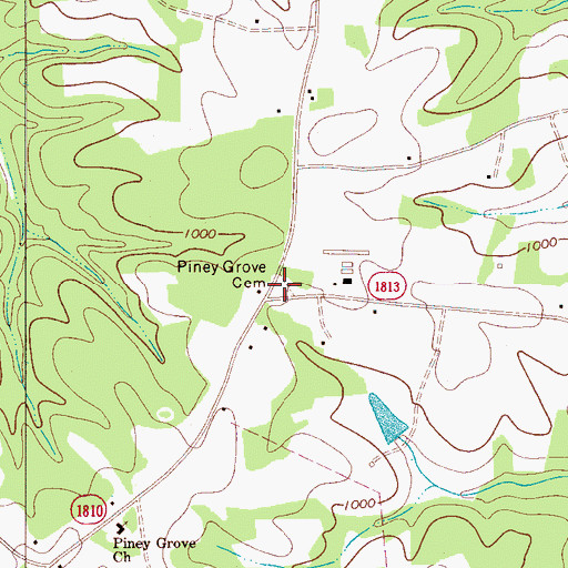 Topographic Map of Piney Grove Baptist Church Cemetery, NC