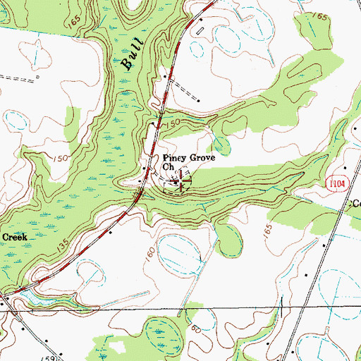 Topographic Map of Piney Grove Church, NC