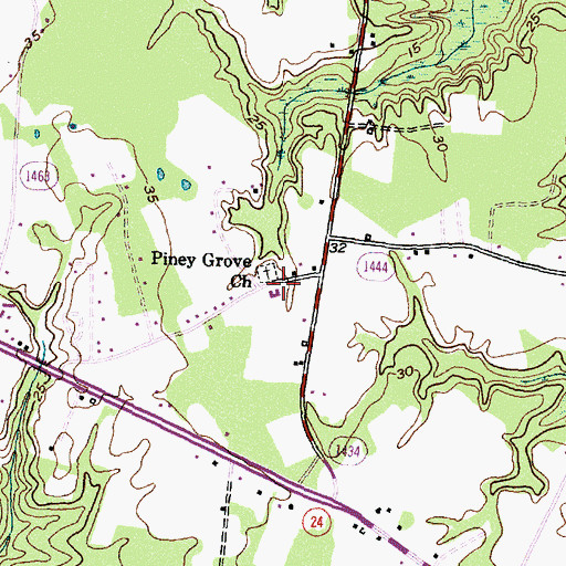 Topographic Map of Piney Grove Church, NC