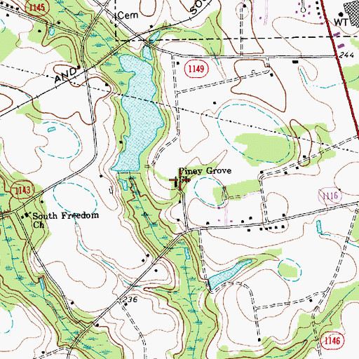 Topographic Map of Piney Grove Church, NC