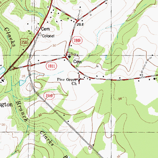 Topographic Map of Pine Grove Church, NC