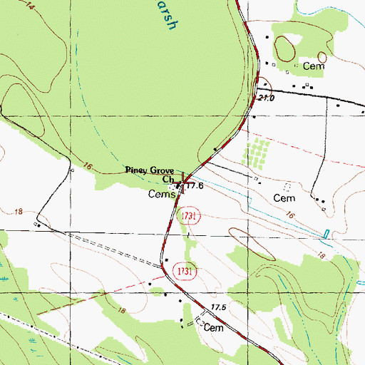 Topographic Map of Piney Grove Church, NC