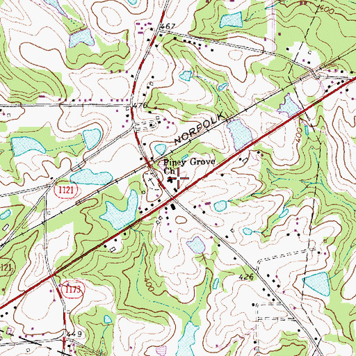 Topographic Map of Piney Grove Church, NC