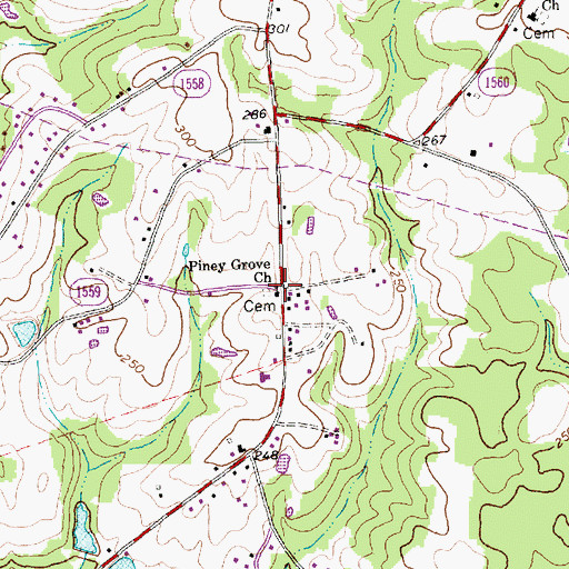 Topographic Map of Piney Grove Church, NC