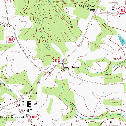 Topographic Map of Piney Grove Church, NC