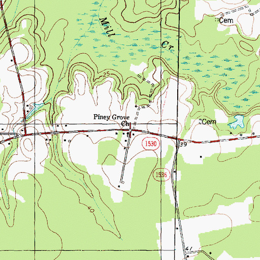 Topographic Map of Piney Grove Church, NC