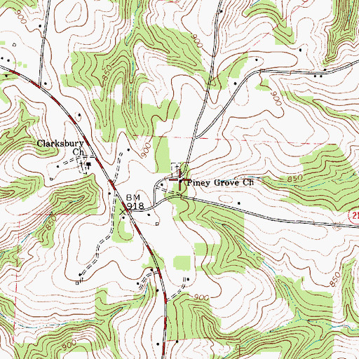 Topographic Map of Piney Grove Church, NC