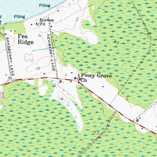 Topographic Map of Piney Grove Church, NC