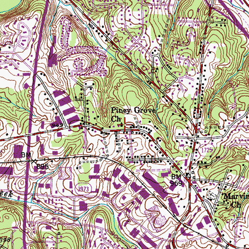 Topographic Map of Piney Grove Church, NC