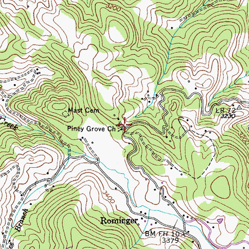 Topographic Map of Piney Grove Methodist Church, NC
