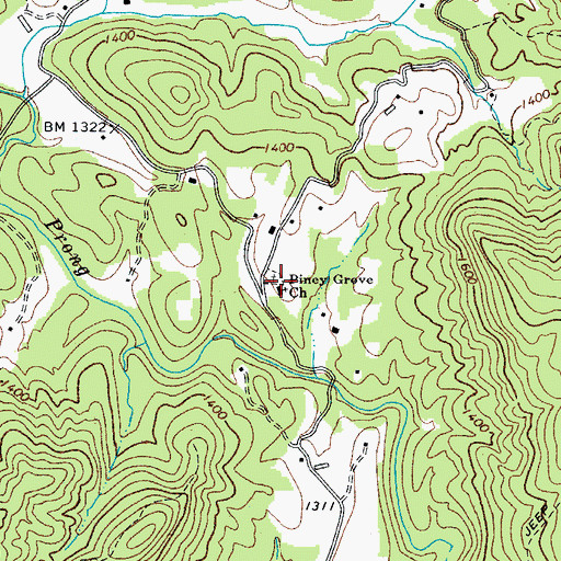 Topographic Map of Piney Grove Church, NC