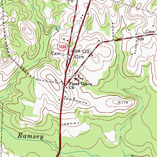 Topographic Map of Piney Grove Church, NC