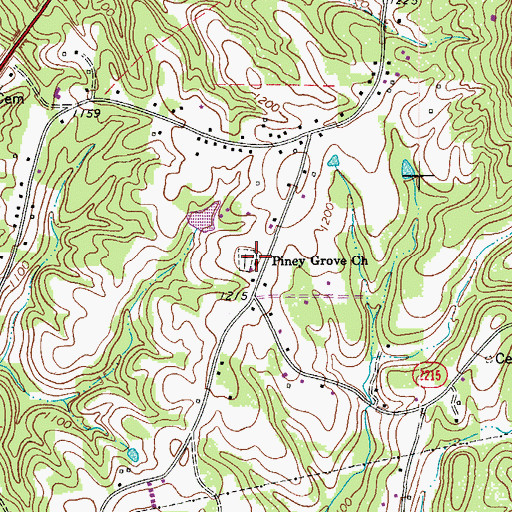 Topographic Map of Piney Grove Baptist Church, NC