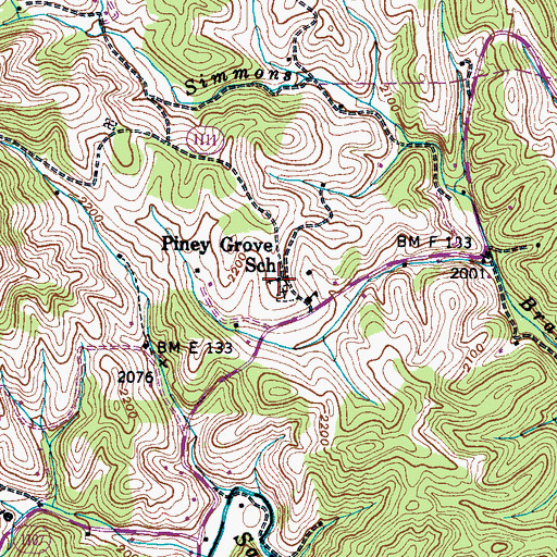 Topographic Map of Piney Grove School, NC