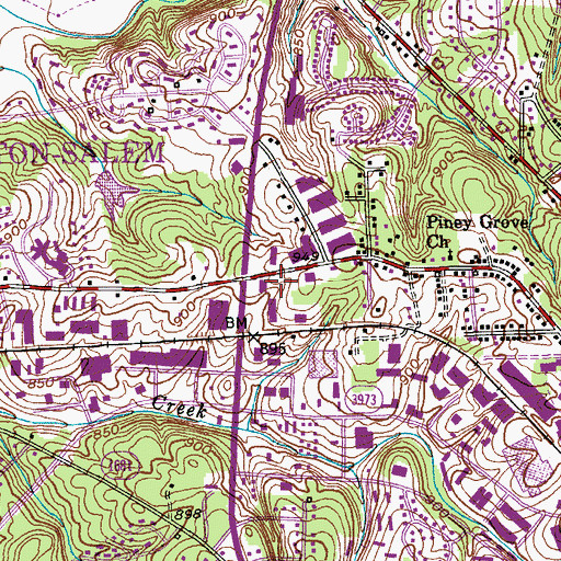 Topographic Map of Piney Grove School, NC