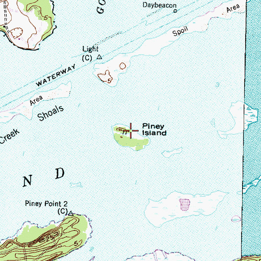 Topographic Map of Piney Island, NC