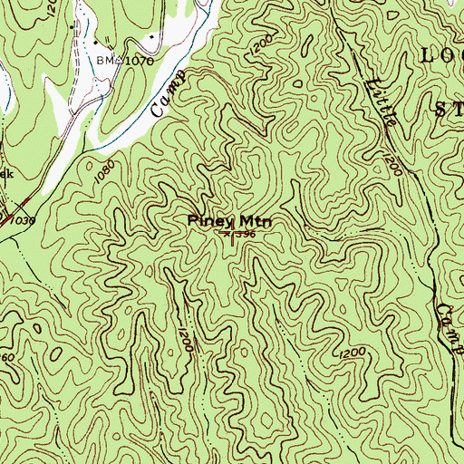 Topographic Map of Piney Mountain, NC