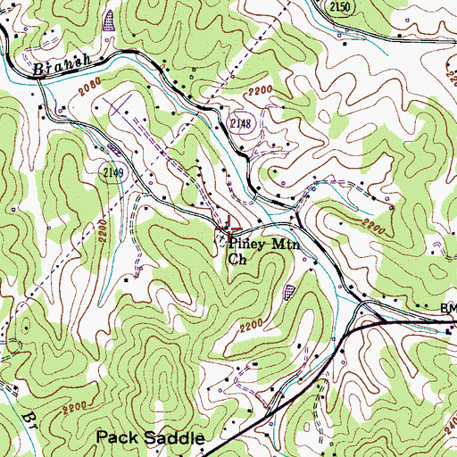 Topographic Map of Piney Mountain Church, NC