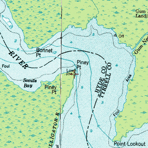 Topographic Map of Piney Point, NC