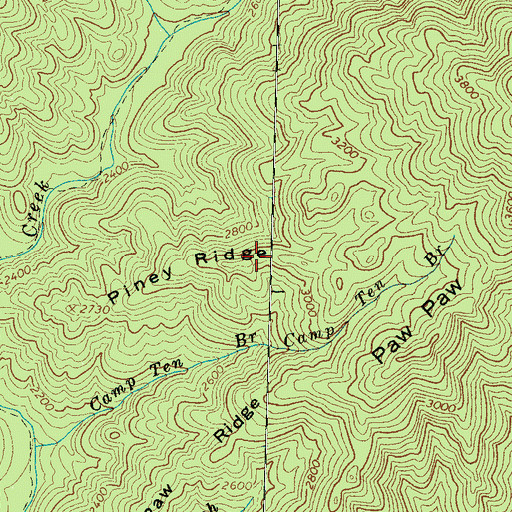 Topographic Map of Piney Ridge, NC
