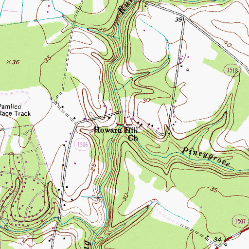 Topographic Map of Pineygrove Branch, NC