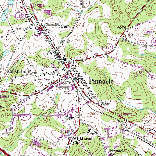 Topographic Map of Pinnacle, NC