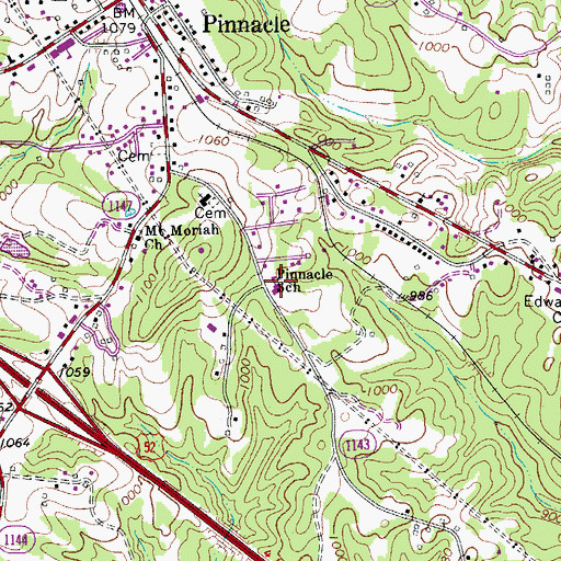 Topographic Map of Pinnacle School, NC