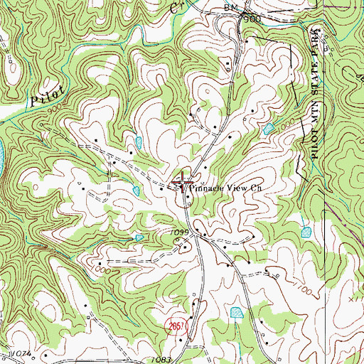 Topographic Map of Pinnacle View Baptist Church, NC