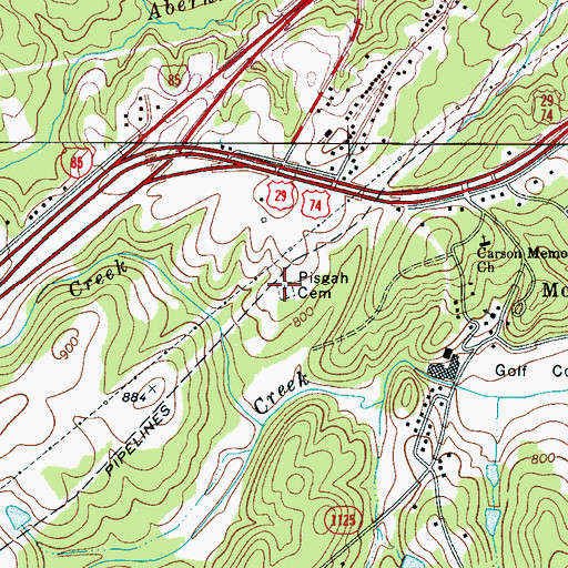 Topographic Map of Pisgah Cemetery, NC