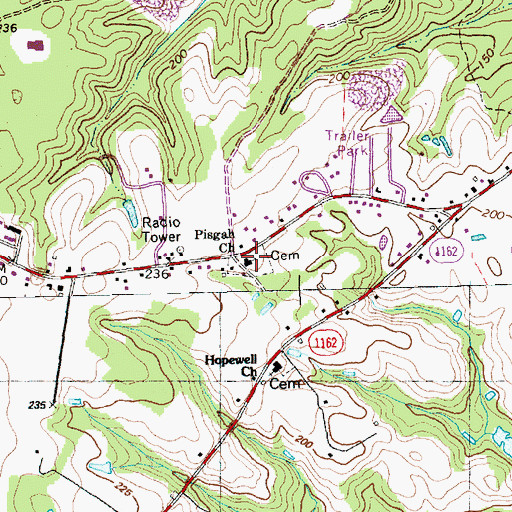 Topographic Map of Pisgah Church, NC