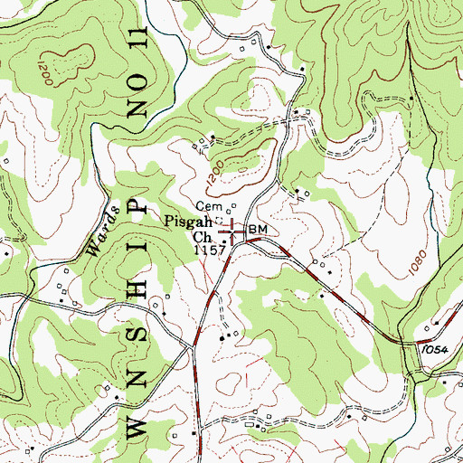 Topographic Map of Pisgah Church, NC