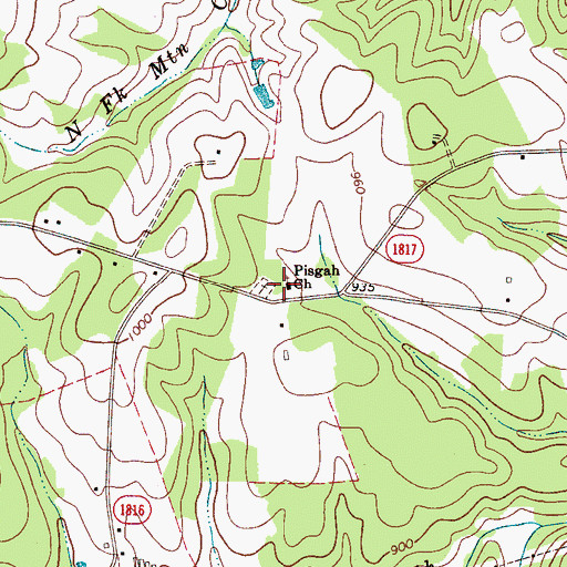 Topographic Map of Pisgah Church, NC