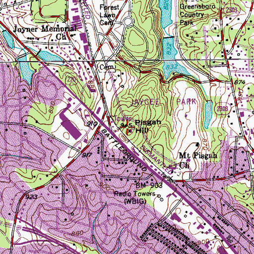 Topographic Map of Pisgah Hill, NC