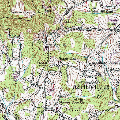 Topographic Map of Pisgah View Church, NC
